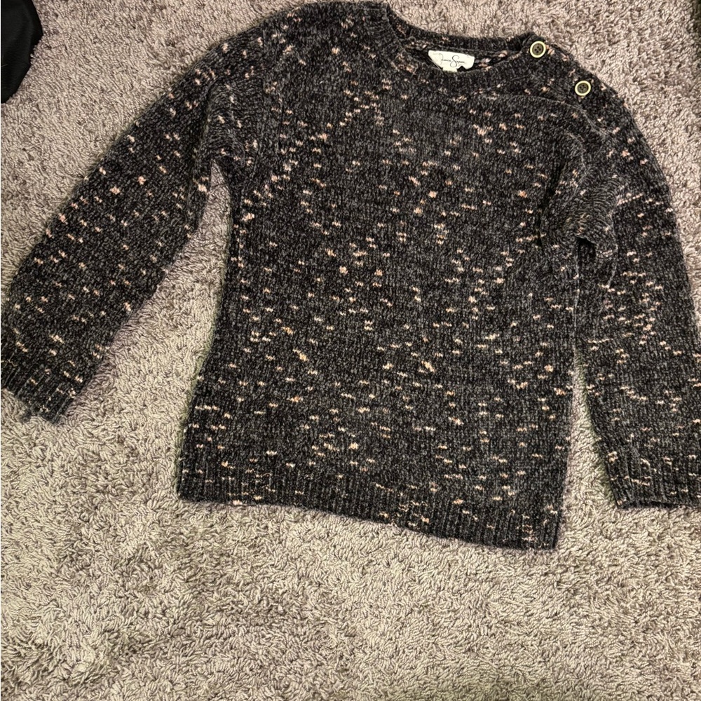 Jessica Simpson Black and Cream Speckled Sweater